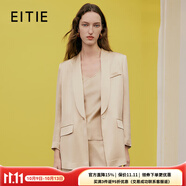 愛特愛（EITIE）優(yōu)雅氣質(zhì)緞面寬松大牌小西裝春季新款職業(yè)短外套女7303013 杏仁白12 M 160