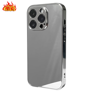 【品質(zhì)原裝】電鍍銀框適用蘋果16手機(jī)殼十六iPhone15pro鏡面14pm 銀色-不打印 iPhone_16_Pro_Max