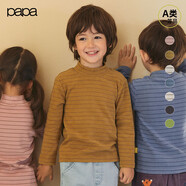 papa爬爬秋冬條紋洋氣保暖男女寶寶打底衫 咖色棕色-小高領(lǐng)   100 cm