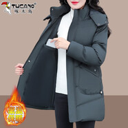 啄木鳥(niǎo)棉服女2025年冬季新中年時(shí)尚加厚保暖棉衣 深藍(lán)色 3XL 140-155斤