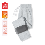 名創(chuàng  )優(yōu)品（MINISO）運動(dòng)衛褲男秋冬新款重磅直筒褲青少年簡(jiǎn)約寬松加絨長(cháng)褲 麻灰 2XL