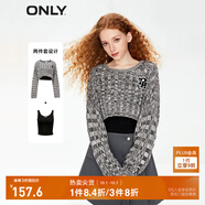ONLY夏季時(shí)尚顯瘦長(cháng)袖圓領(lǐng)套裝短款針織衫女|123324035 H1Z 黑色BLACK-追單第一批 L 170/88A