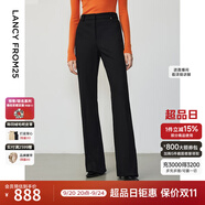 朗姿復古通勤高彈喇叭褲西褲冬季新款職業(yè)氣質(zhì)高腰女士西裝褲長褲 黑色3加絨 M