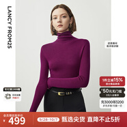朗姿【王楚然同款】純羊毛高領(lǐng)針織衫秋冬內(nèi)搭打底上衣曠野美拉德 紫紅色 M