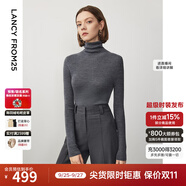 朗姿【王楚然同款】純羊毛高領(lǐng)針織衫秋冬內(nèi)搭打底上衣曠野美拉德 深灰色2 M
