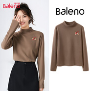 班尼路（Baleno）半高領(lǐng)印花打底衫女春秋季2025年新款修身氣質(zhì)減齡長(cháng)袖內搭上衣