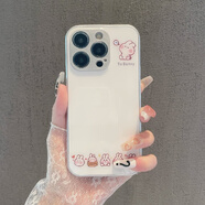 熊偉粉色適用蘋(píng)果15手機保護殼蘋(píng)果141312手機保護套11o玻 白色兔子【玻璃殼】 iPhone15