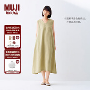 無印良品（MUJI）女式 棉 漢麻 無袖連衣裙女裝裙子夏季 連身裙長裙 BCD91C5S 黃色 M （160/84A）