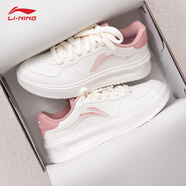 李寧新款休閑女鞋子正品運動(dòng)板鞋2025秋冬季增高顏值學(xué)生跑步減震耐磨 云霧白/粉色 36 (225mm)