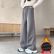 夢(mèng)想邦尼女童加絨運(yùn)動(dòng)褲2024新款中大兒童女孩寬松休閑長(zhǎng)褲加厚棉 灰色1765加絨 120
