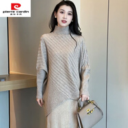 皮爾卡丹（pierre cardin）2025新款時(shí)尚套裝裙女秋冬新款洋氣顯瘦半高領(lǐng)針織衫半身裙兩件套 燕麥色上衣【單件】 2XL 【131-145斤穿】