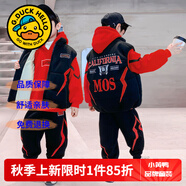 G.DUCKKIDS童裝男童秋裝套裝兒童衣服男孩春秋冬裝加絨加厚馬甲運(yùn)動(dòng)裝三件套 紅色三件套【秋冬款】 160 尺碼13~14歲【150-160cm】