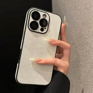 遲星秋冬新款牛仔紋自帶護鏡適用iPhone16pro手機殼高顏值蘋果17promax手機殼 [四包邊牛仔布米白色]升級護鏡 iPhone13