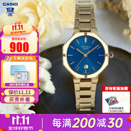 卡西歐（CASIO）女表sheen系列鋼帶蜜桃金藍寶石鏡面石英日韓表學(xué)生送女友禮物 SHE-4543G-2AUPR 璀璨藍金鋼帶
