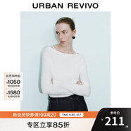 UR2025春季新款女裝魅力氛圍感修身露肩長袖針織衫UWG950022 本白 M