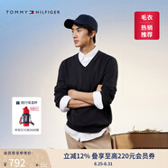TOMMY HILFIGER【柔軟純棉】25秋冬男撞色條紋學(xué)院風(fēng)針織衫/情侶款純色毛衣 【純色V領(lǐng)】經(jīng)典黑BDS L （推薦：150-165斤）