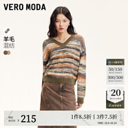 VEROMODA毛衣秋季新款撞色條紋復(fù)古毛衣時(shí)尚百搭通勤3413031 淺叢林綠色 155/76A/XS