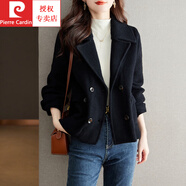 皮爾卡丹（pierre cardin）小香風(fēng)外套女春秋25年新款時尚新品小個子西裝領(lǐng)毛呢女士短外套 黑色 S