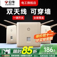 公牛無線網(wǎng)WIFI路由器插座開關(guān)面板墻壁86型智能酒店別墅ap家用金色 墻壁式無線WiFi（金色）