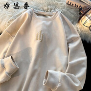 布恩普麂皮絨長(zhǎng)袖T恤男春秋季衛(wèi)衣寬松上衣服ins青少年內(nèi)搭打底衫 杏色常規(guī)-E817 常規(guī) XL (建議體重120-140斤左右）