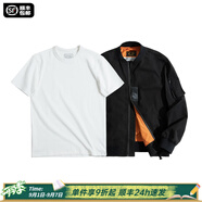 馬登工裝美式空中MA1飛行員夾克軍事風(fēng)短款外套復(fù)古棒球服男潮秋上衣 黑夾克+300G米白短t組合 L