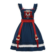 森女部落森女部落國風(fēng)復古刺繡新年連衣裙女新款寬松撞色設計感背帶裙冬季 連衣裙 S 模特碼