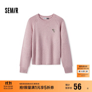 森馬（Semir）史努比系列毛衣女冬彩點含羊毛插肩袖繡花圓領(lǐng)套頭衫101724107025