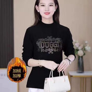 秋冬半高領(lǐng)純色燙鉆打底衫2025時(shí)尚洋氣保暖CGf保暖顯瘦打底衫jd 金色字母(加絨) XL 建議90-110斤