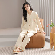 都市麗人7A純棉睡衣女春秋長(cháng)袖2025新款中式休閑可外穿家居服套裝 88004[曬圖評價(jià)20元] M 體重[80~100斤]