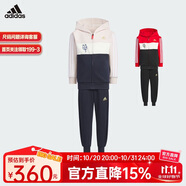 阿迪達(dá)斯（adidas）童裝春節(jié)款中國(guó)紅印花運(yùn)動(dòng)休閑長(zhǎng)袖連帽套裝 JF3869粉 116cm 