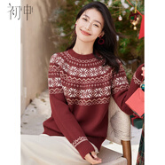 初申秋冬圓領(lǐng)針織衫女雪花設計保暖寬松顯瘦溫柔風(fēng)毛衣上衣S54Z109