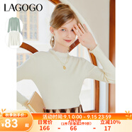 lagogo修身顯瘦針織衫女拉谷谷秋冬新款軟糯彈力半高領內搭上衣 綠色(L2) M 160/38