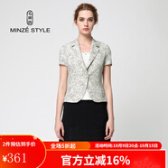 名師路西裝外套女夏裝通勤修身顯瘦西裝領(lǐng)短袖一?？塾』ㄎ鞣掏馓?TS59504灰色83 M