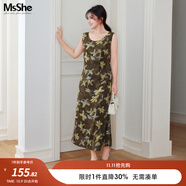 MsShe【復(fù)古花卉印花背心連衣裙】大碼女裝2025夏裝胖mm顯瘦裙子 向日葵黃色現(xiàn)貨 4XL
