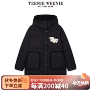 TEENIE WEENIE仿羊羔絨拼接小熊女裝冬季小個子面包羽絨服外套 黑色 L 170