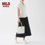 無(wú)印良品（MUJI） 手編包 環(huán)保材料 手提包菜籃子編織包 包包 度假沙灘包 2色灰色豎條紋/小 NONE