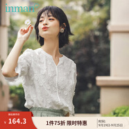 茵曼（INMAN）【夏季新品】夏裝新款文藝復(fù)古純棉波浪邊素雅繡花少女可愛(ài)襯 云朵白 L