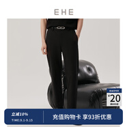 EHE男裝 夏季新款涼感面料滴膠抽繩休閑舒適運(yùn)動(dòng)慢跑長(zhǎng)褲男 直筒經(jīng)典款黑色 M