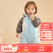 巴拉巴拉童裝嬰兒連體羽絨服連體衣寶寶衣服2025冬裝哈衣爬服萌趣男童女童 白色小熊-白鴨絨 90 cm-充絨量94g