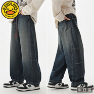 G.duck胖童男童牛仔褲加肥加大秋冬款中大童闊腿褲初中生褲子加絨加厚 藍色 160 cm 適合155-165身高，110-130