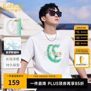 卡賓男裝 【涼感】索羅那暈染印花T恤秋潮流肌理LOGO短袖街頭休閑A 米白色-涼感 L /175/50