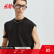 H&M男裝背心2025夏季新款寬松美式重磅棉質(zhì)圓領(lǐng)運(yùn)動(dòng)無(wú)袖T恤1288285 黑色 XS 165/84