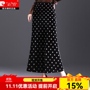 皮爾卡丹波點金絲絨魚尾裙半身裙女秋冬2025新款高腰顯瘦中長款一步包臀裙 黑色波點 XL 腰圍2尺2/適合111-120斤