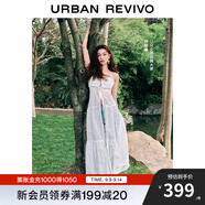 UR【鐘楚曦同款】2025春季新款女裝波嬉風(fēng)鏤空連衣裙UYL750029 本白 (偏長) L