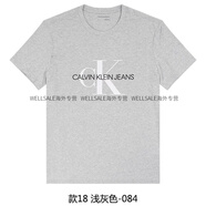 凱文克萊（Calvin Klein）CK 美國 男士純棉經(jīng)典簽名字母大標(biāo)圖案圓領(lǐng)短袖T恤 淺灰色 款18-084 S