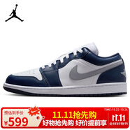 耐克NIKE男休閑鞋喬丹AJ1 JORDAN1低幫運動鞋553558-141白藍灰44.5