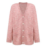 GIRDEAR/哥弟新款羅紋毛衣開(kāi)衫秋冬慵懶寬松針織衫外套1499246 羅紋粉 均碼 4(碼)