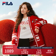 FILA 楊冪同款|斐樂(lè)女士編織外套2025春季新年款時(shí)尚休閑紅色開(kāi)衫毛衣 傳奇紅-RD L （170/88A/L）