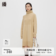播100%羊毛高領(lǐng)連衣裙女商場(chǎng)同款新款針織裙子冬BDQ4LD0981 W60淺米灰 M