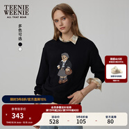 Teenie Weenie小熊秋季簡約圓領(lǐng)套頭衛(wèi)衣學(xué)院風(fēng)短款上衣休閑時尚女 黑色 S (160)